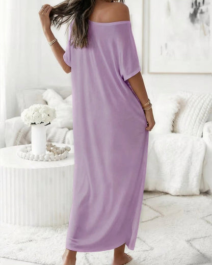 Kleid Unifarben Lang Casual
