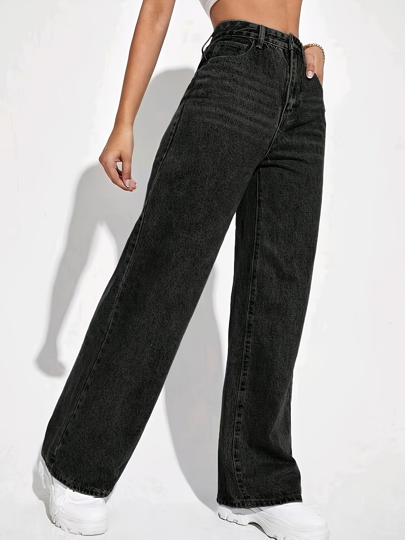 Black wide-leg retro jeans - Mia