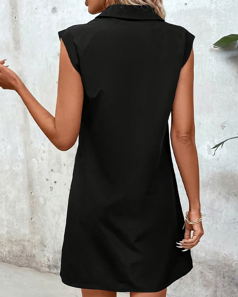 Kleid Schick Ärmellos Reißverschluss Vorne