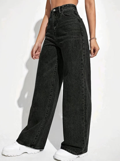 Black wide-leg retro jeans - Mia