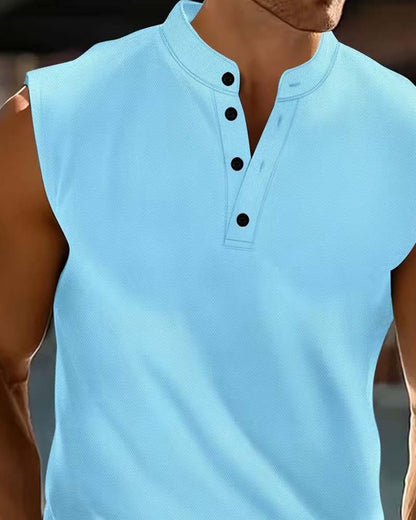 Tanktop Herren Henley Einfarbig Sport