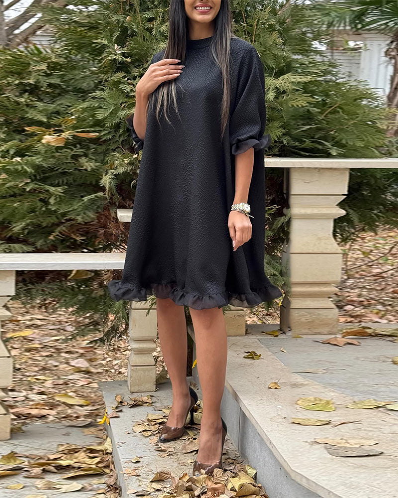 Kleid lässig locker einfarbig rundhals