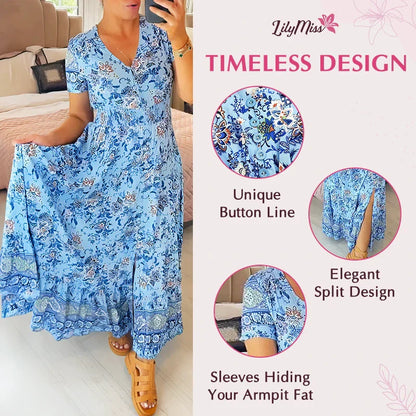 🌷🌷Kleid mit Blumendruck und V-Ausschnitt