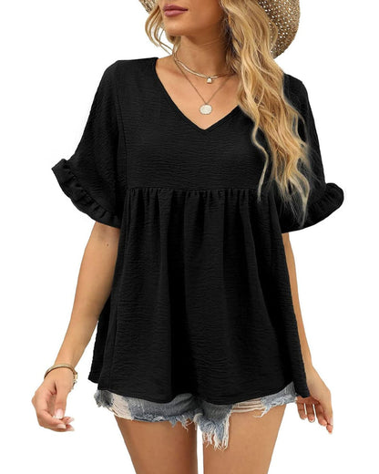 Bluse Lässig Rüsche Loose Fit