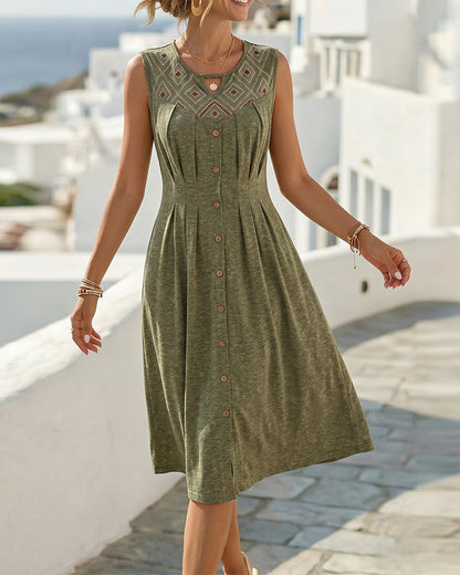 Kleid Ärmellos Knopf