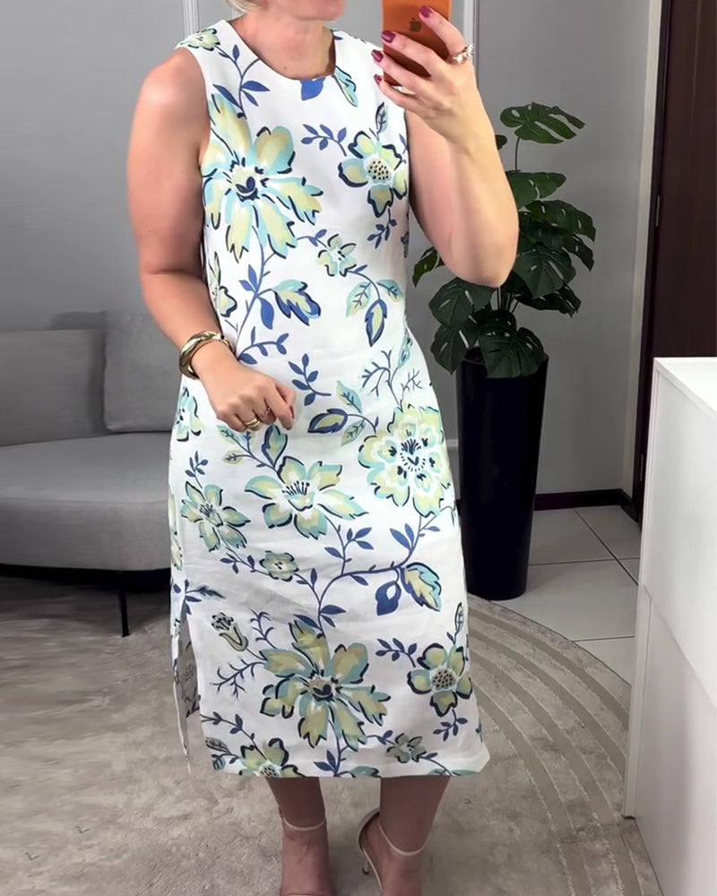 Kleid Ärmellos Geblümt Gerade