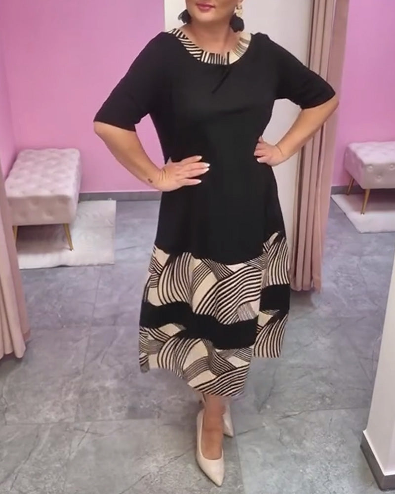 Kleid Patchwork Streifendruck