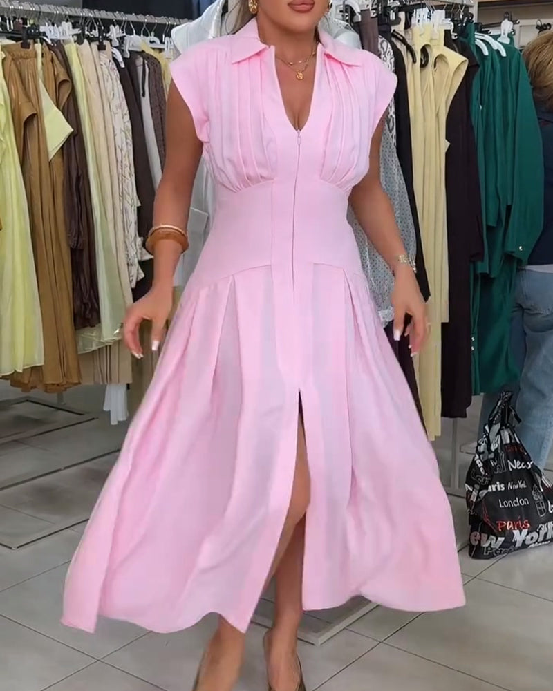 Kleid V-Ausschnitt Schlitz