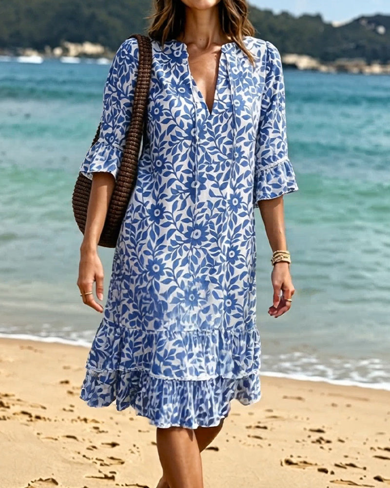 Kleid Halbärmel Rüschen