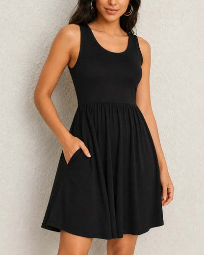 Kleid Ärmellos Locker A-Linie Mini