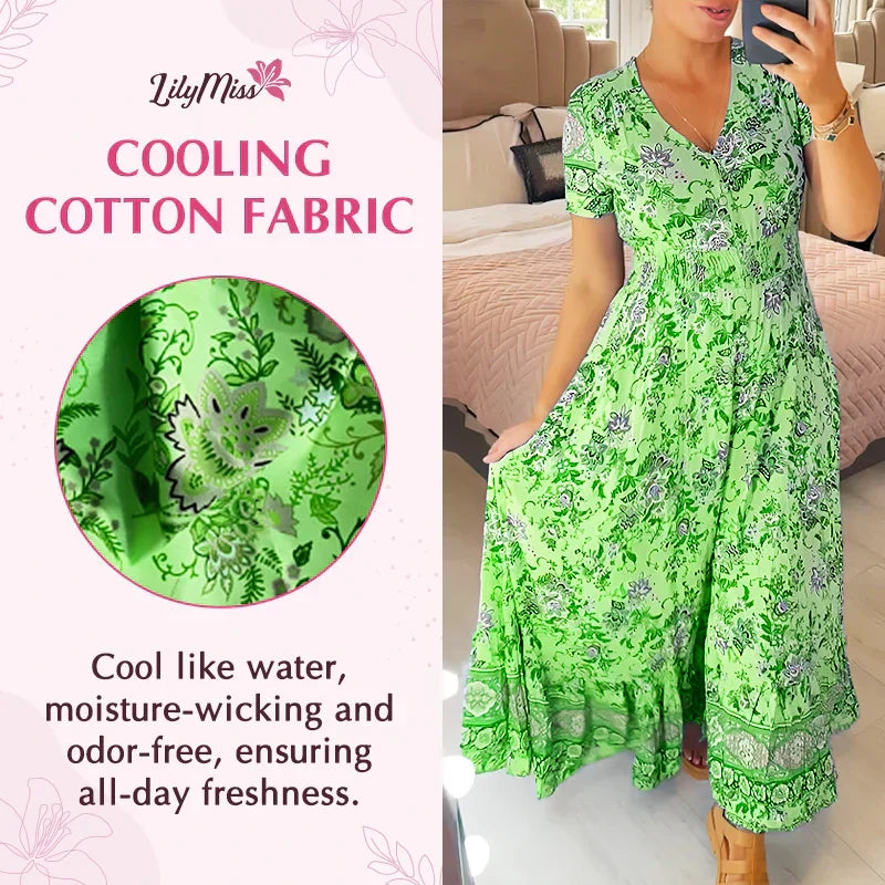 🌷🌷Kleid mit Blumendruck und V-Ausschnitt