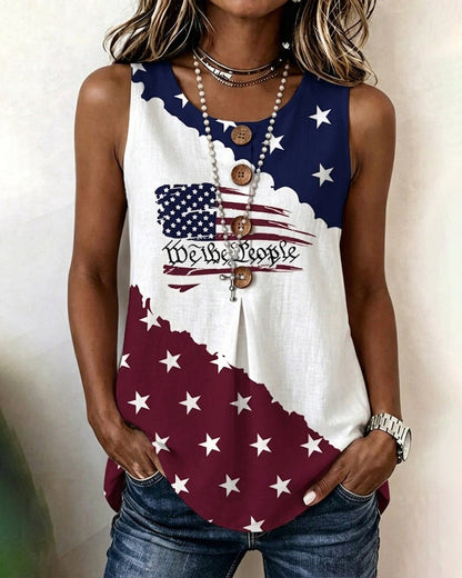 Tank Tops Sterne Und Streifen Print