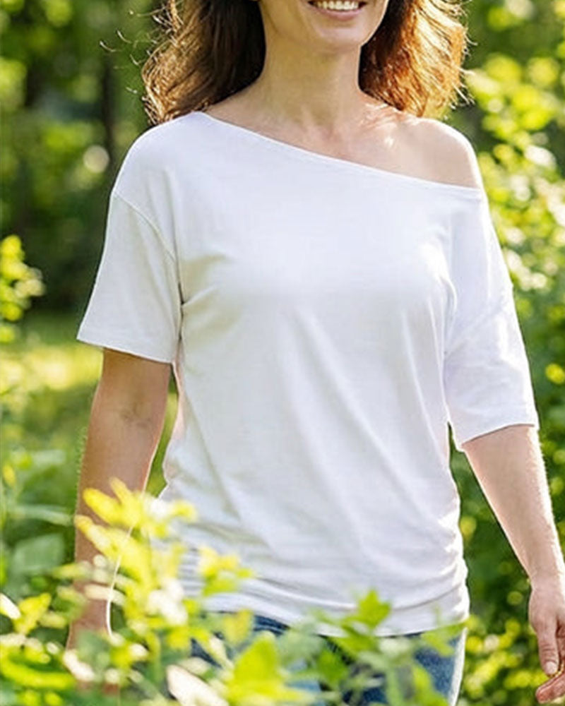 Set Damen Off-Shoulder Locker Sitzend Oberteil 2-Teilig