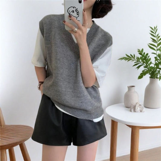 Knit V-Neck Sweater Vest for Women - Rachele