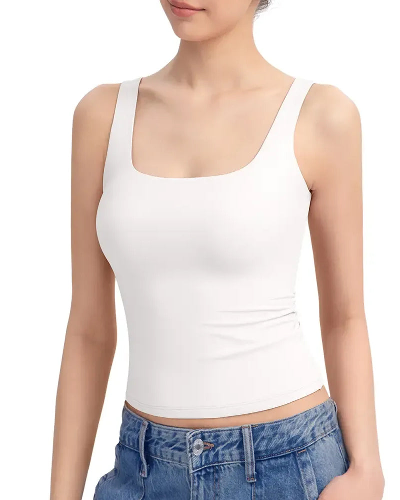 Tank Top Quadratischer Ausschnitt Slim Fit