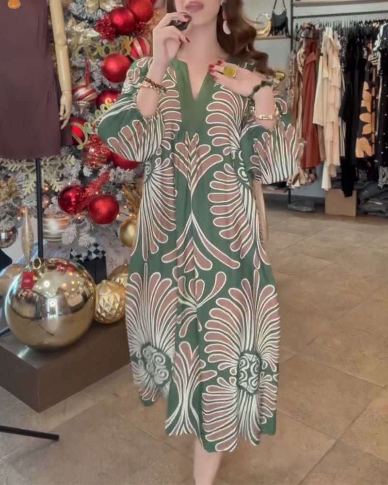 Kleid Boho-Stil V-Ausschnitt Resort