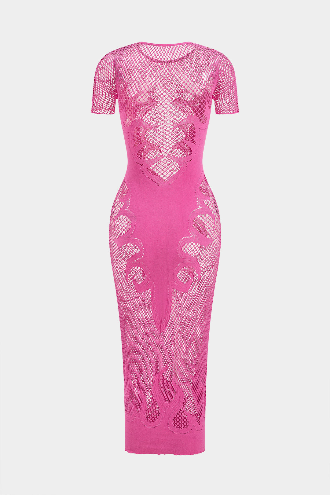 Unifarbenes Y2k Strickkleid mit Cut Out Details und Durchsichtigen Kurzen Ärmeln