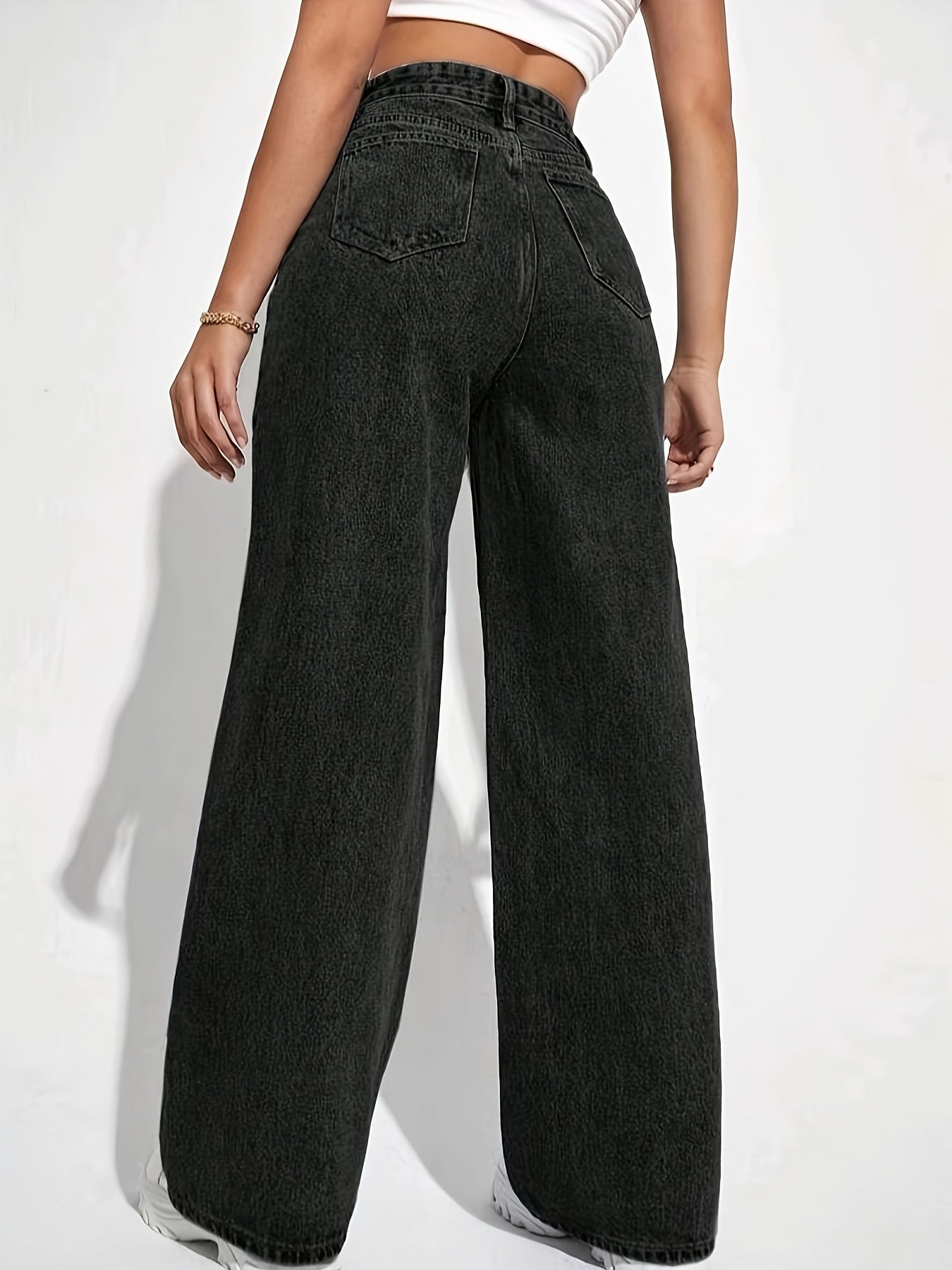 Black wide-leg retro jeans - Mia