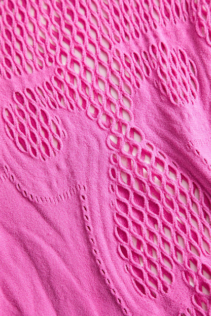 Unifarbenes Y2k Strickkleid mit Cut Out Details und Durchsichtigen Kurzen Ärmeln