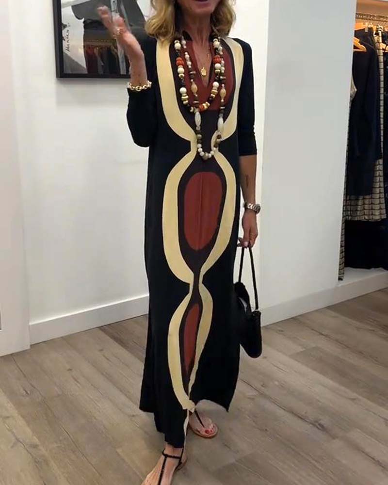 Kleid V-Ausschnitt bedruckt Streetstyle