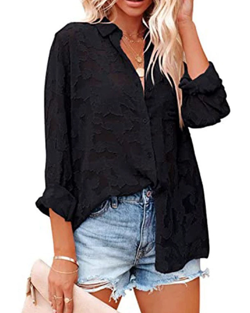 Bluse Chiffon Jacquard Sheer