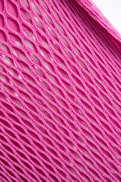 Unifarbenes Y2k Strickkleid mit Cut Out Details und Durchsichtigen Kurzen Ärmeln