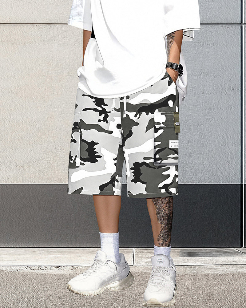 Shorts Herren Multitasche Kordelzug Cargo