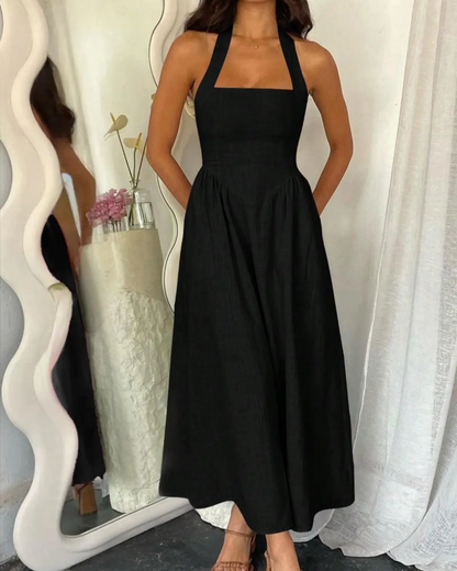 Kleid Halter Spaghettiträger Rückenfrei