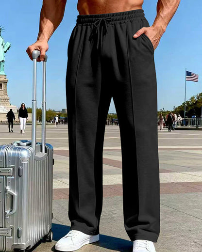 Hose Herren Elastische Taille Kordelzug Gerades Bein