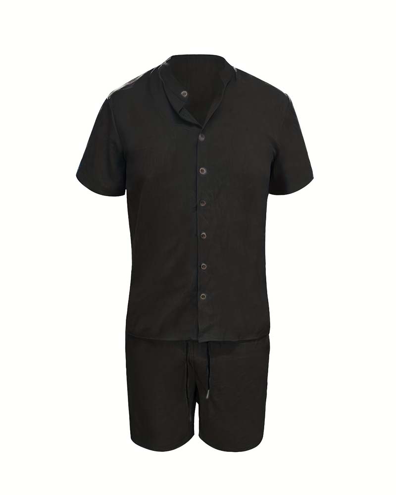 Herren Set Kurzarmhemd Und Shorts