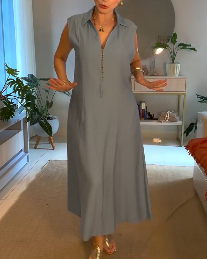Kleid Elegant Revers Lang