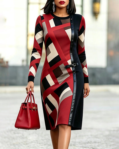 Kleid Geometrisch Farbblock Patchwork