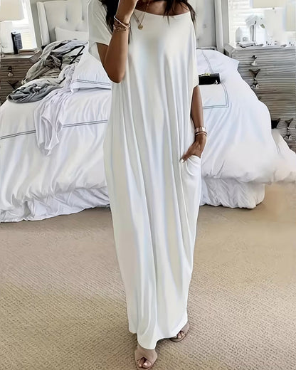 Kleid Unifarben Lang Casual