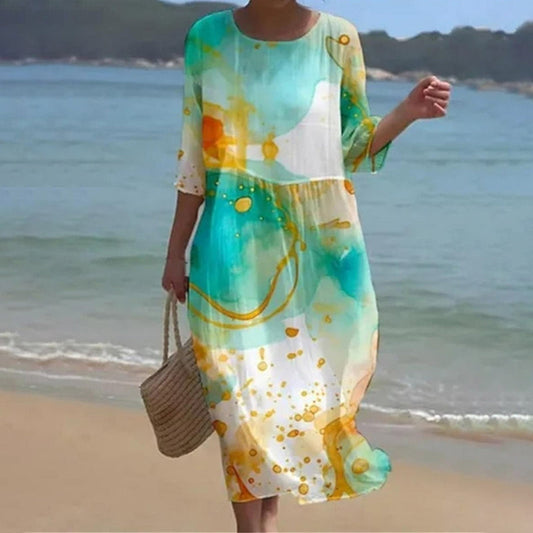 Strandkleid Mit Abstraktem Print Mehrfarbig