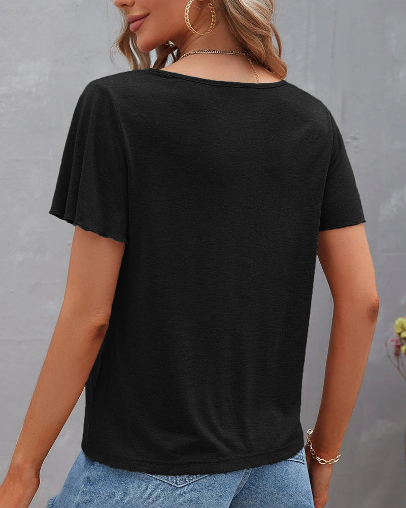 Einfarbiges Cut Out T-Shirt
