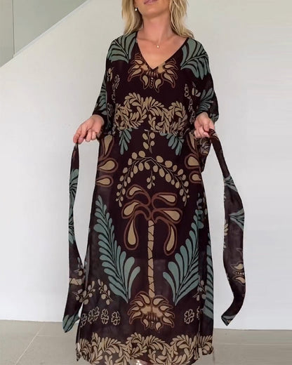 Kleid Boho V-Ausschnitt Weit