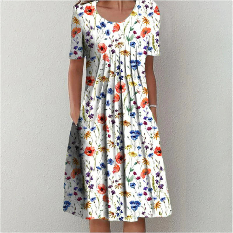 White floral dress with pockets - Hanna