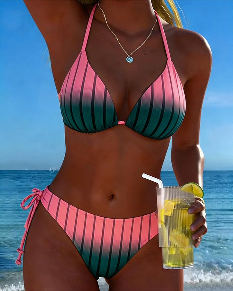 Bikini Verlauf Gestreift Halterneck