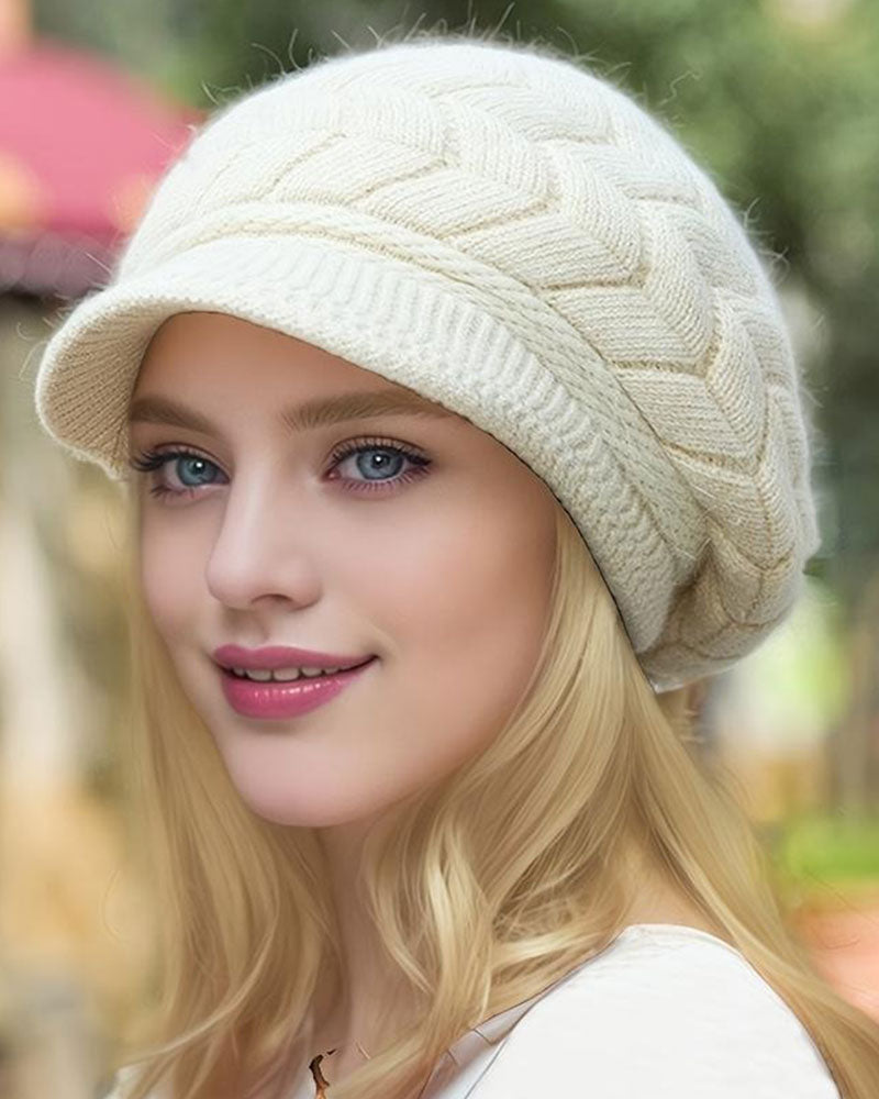Damen Zopfstrick Winter Slouchy Beanie Mütze Weich Warm Dehnbar