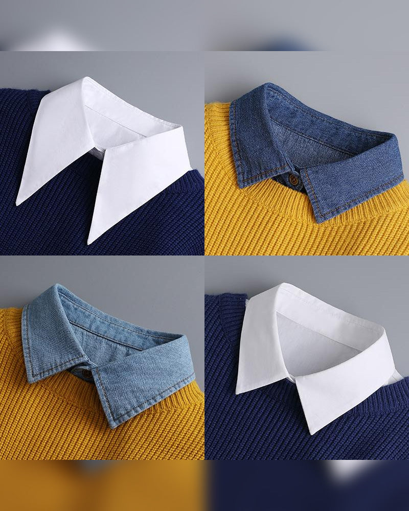 Kragen Klassisch Edgy Denim Falsch