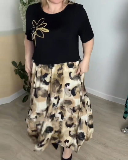 Kleid Tinte Leopardenprint Patchwork