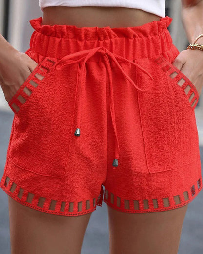 Shorts Durchbrochene Spitze Elastischer Bund
