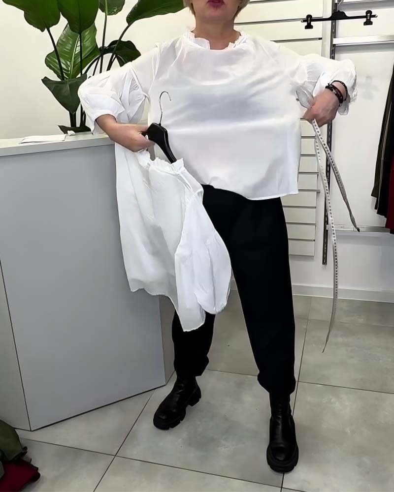 Bluse Laternenärmel Pilz Spitze