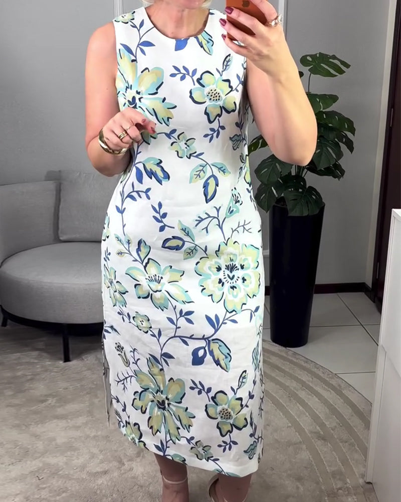 Kleid Ärmellos Geblümt Gerade