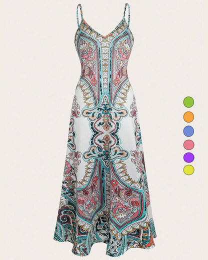 Kleid Vintage Druck Camisole Maxi
