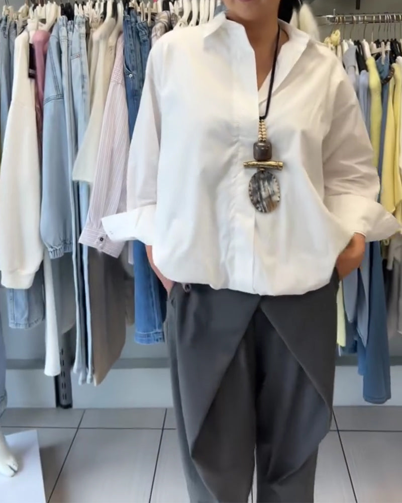 Hemd Unifarben Langarm Casual