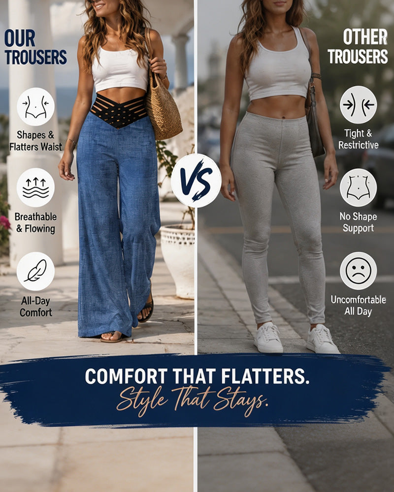 Hose Hohe Taille Lässig Trendy Weites Bein