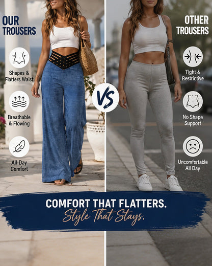 Hose Hohe Taille Lässig Trendy Weites Bein