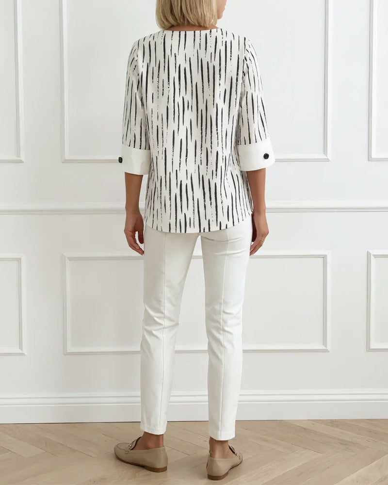 Bluse Linienprint 3/4-Arm