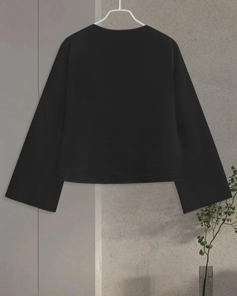 Bluse Tie V-Ausschnitt Sonnenschutz